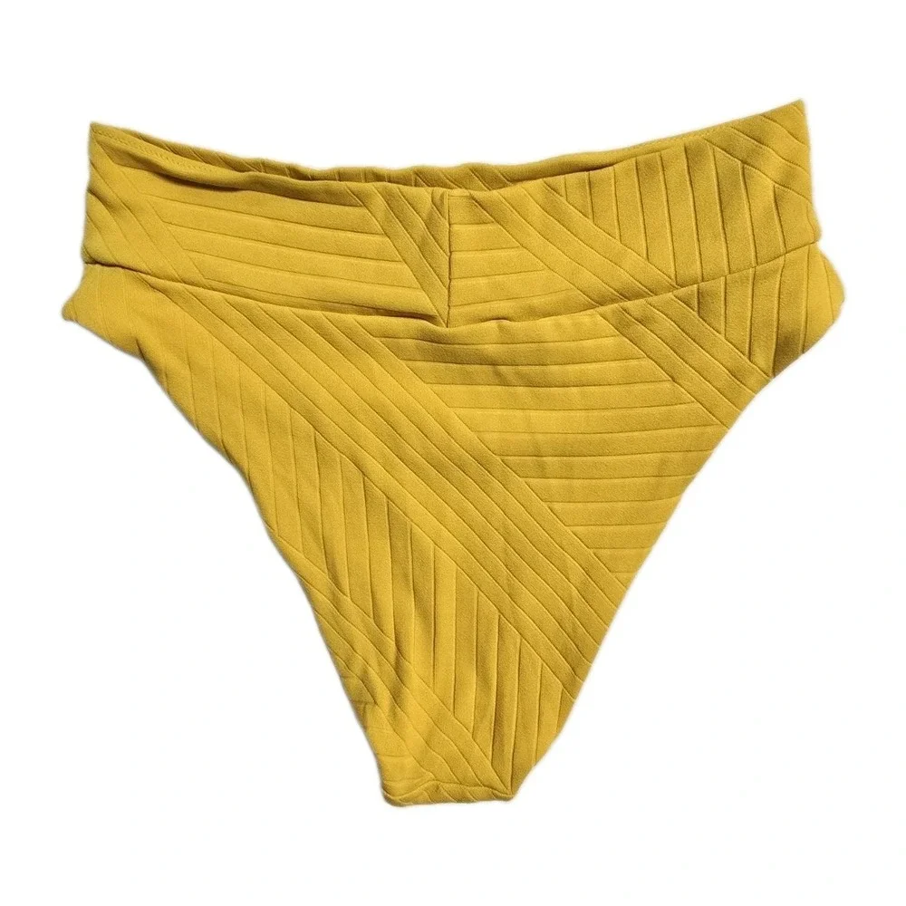 aerie high cut cheeky bikini bottom large Mustard Yellow